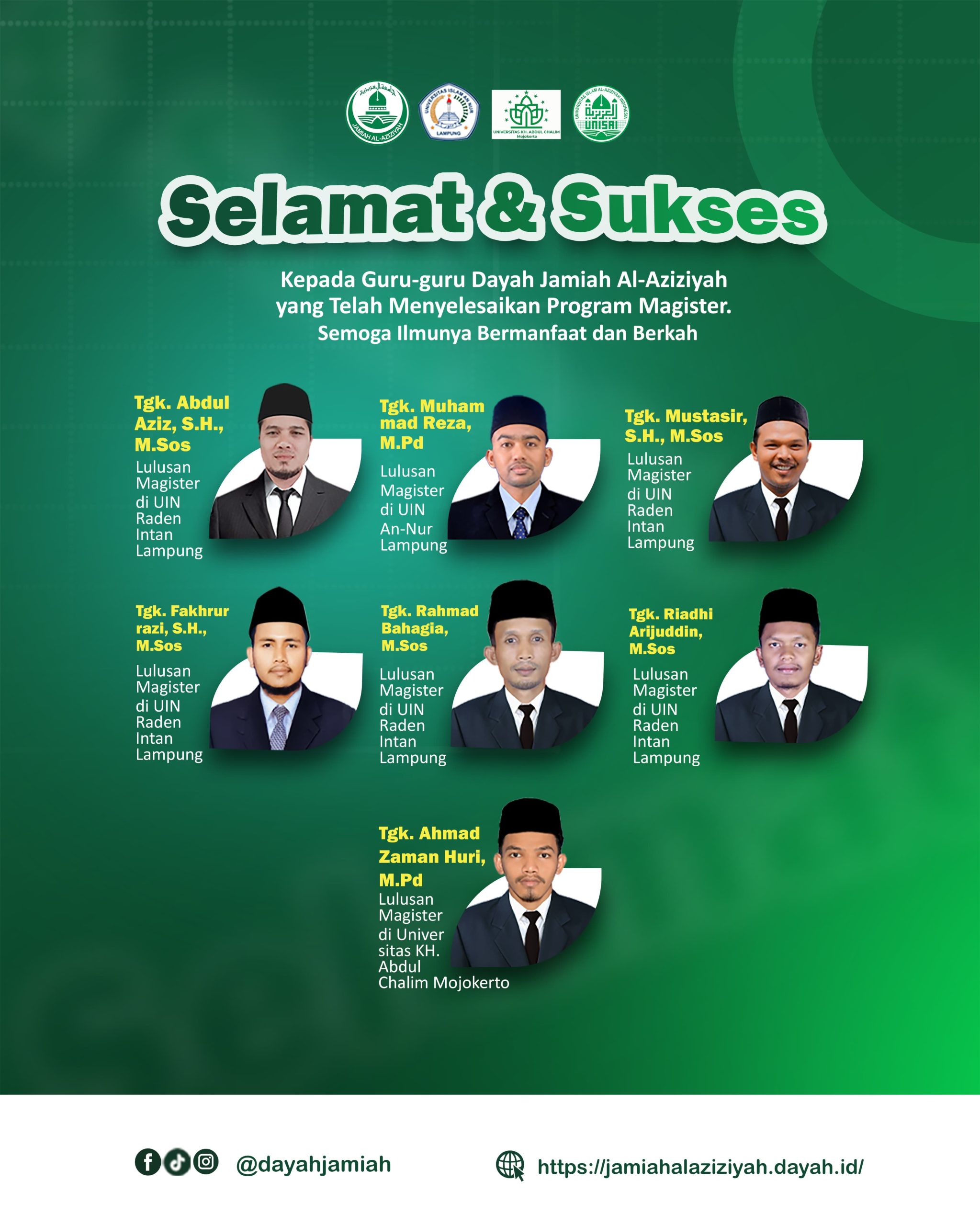 Guru Dayah Jamiah Al-Aziziyah Raih Gelar Magister dari Universitas Terkemuka